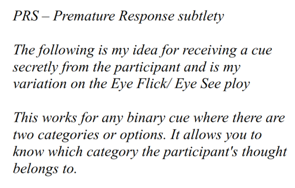 Fraser Parker - PRS (Premature Response Subtlety)